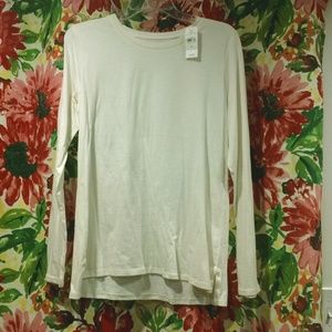 LOFT Off-White Long Sleeve Tee M